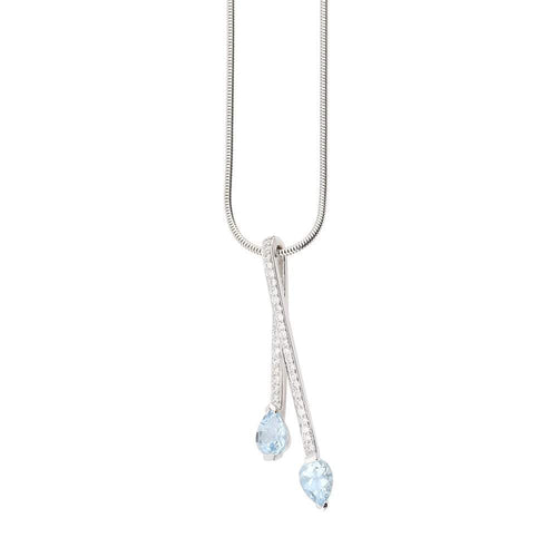 Buchwald white gold aquamarine and diamond double teardrop pendant Pendant Buchwald   