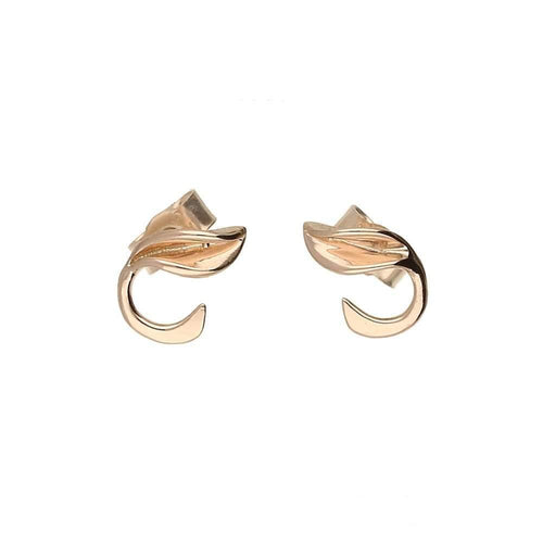 Collette Waudby rose gold curled stem leaf stud earrings Earrings Collette Waudby   