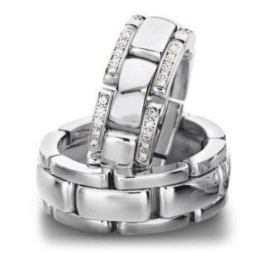 Furrer Jacot partial diamond set chain style band Ring Furrer Jacot platinum *  