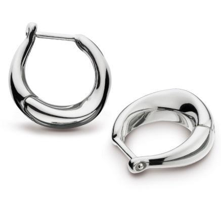 Kit Heath Silver bevel cirque small hinged hoop earrings Earrings Kit Heath   