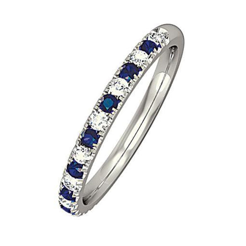 18ct white gold diamond and blue sapphire half eternity ring Ring Rock Lobster   