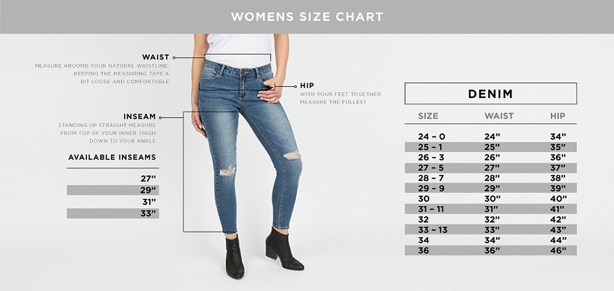 Womens Denim Size Guide
