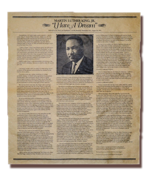 Martin Luther King, Jr., &quot;I Have a Dream&quot; Speech - 1963 (14&quot; x 16