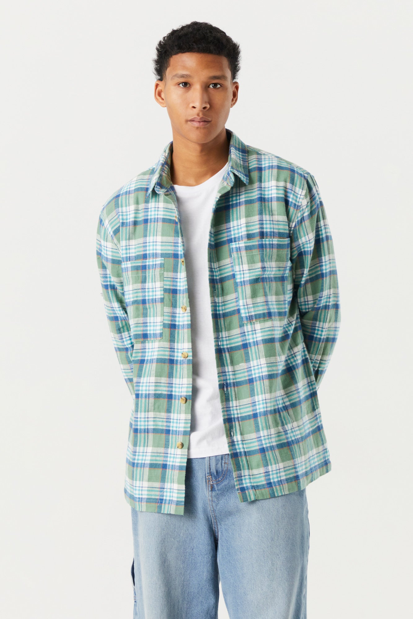 Green Plaid Woven Flannel Shirt – Urban Planet