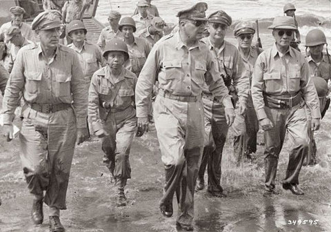 General Macarthur Returns to Philippines with his team wearing aviators