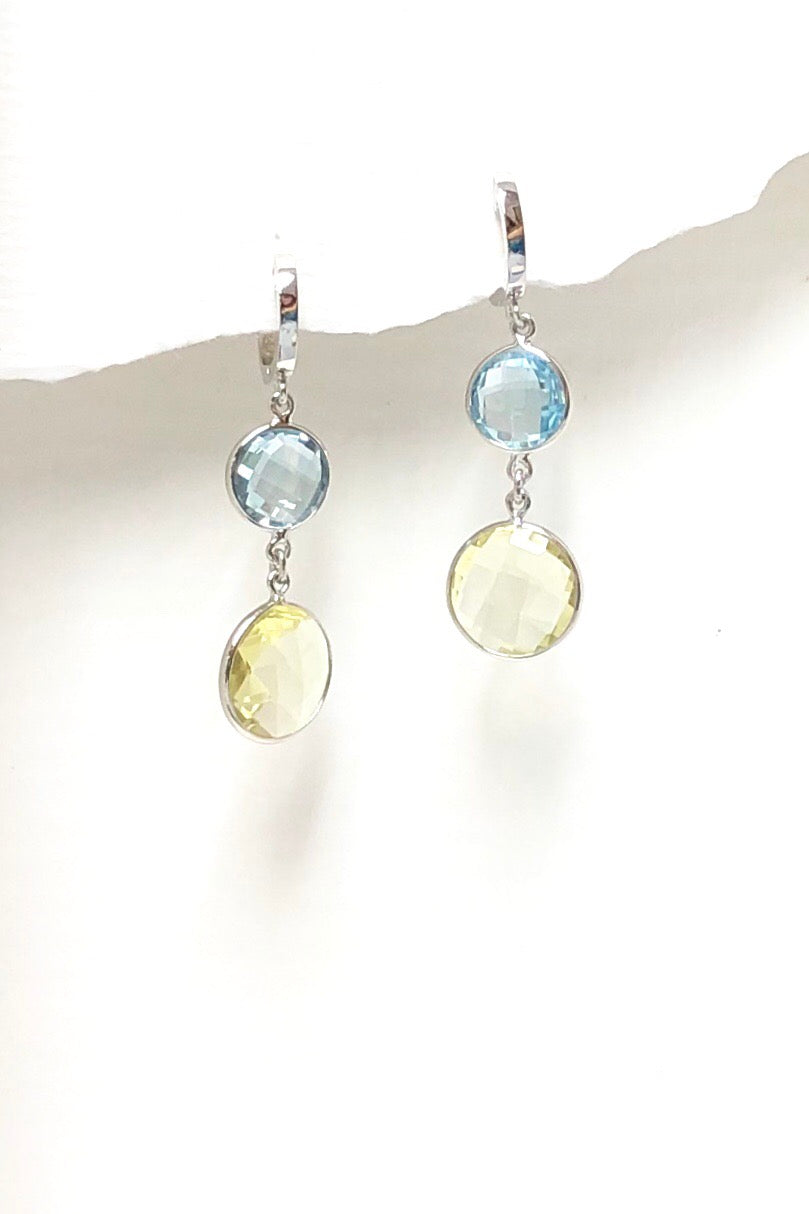 Earrings Trina in Silver with Citrine and Topaz