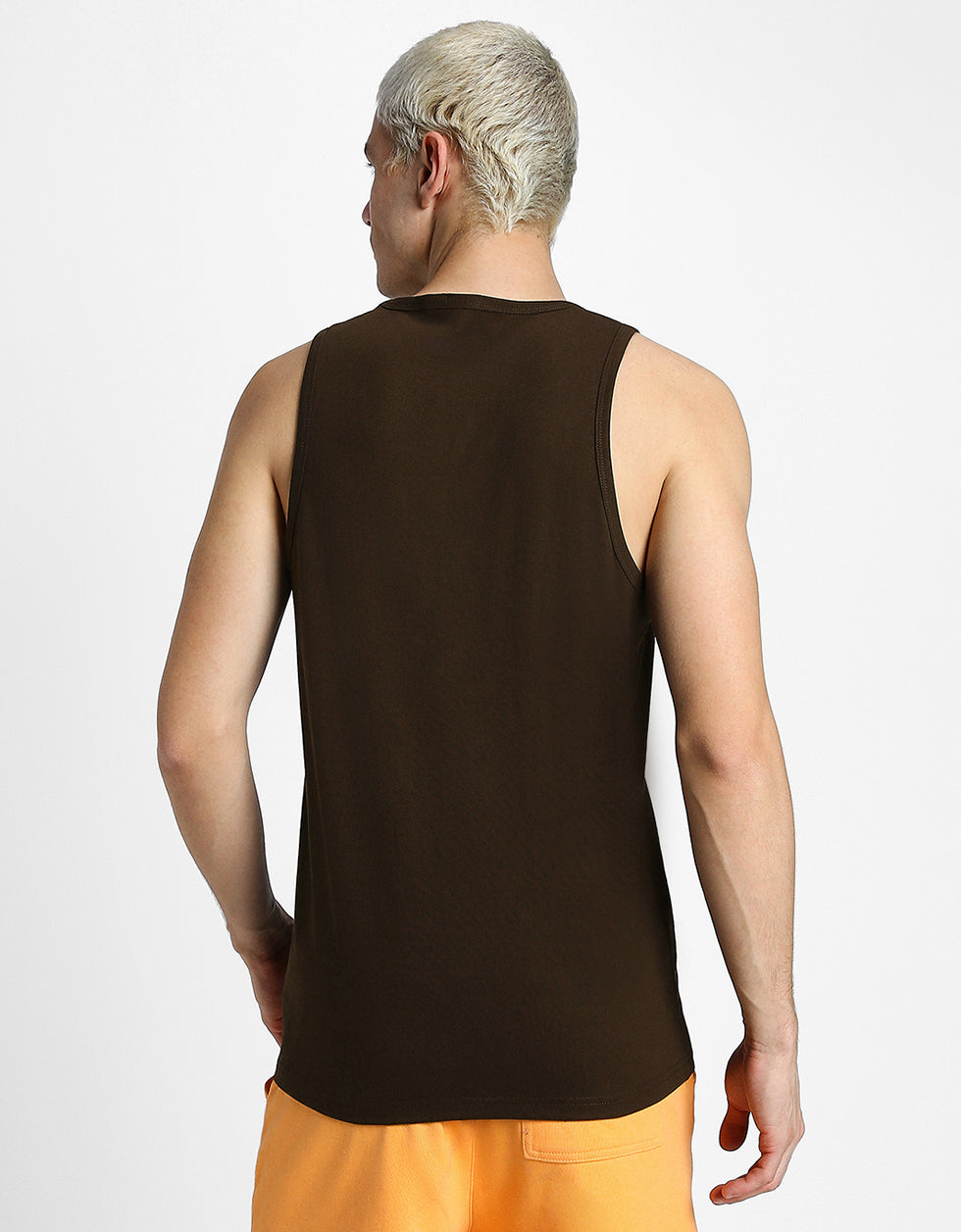 Go Veirdo Brown Printed Gym Vest