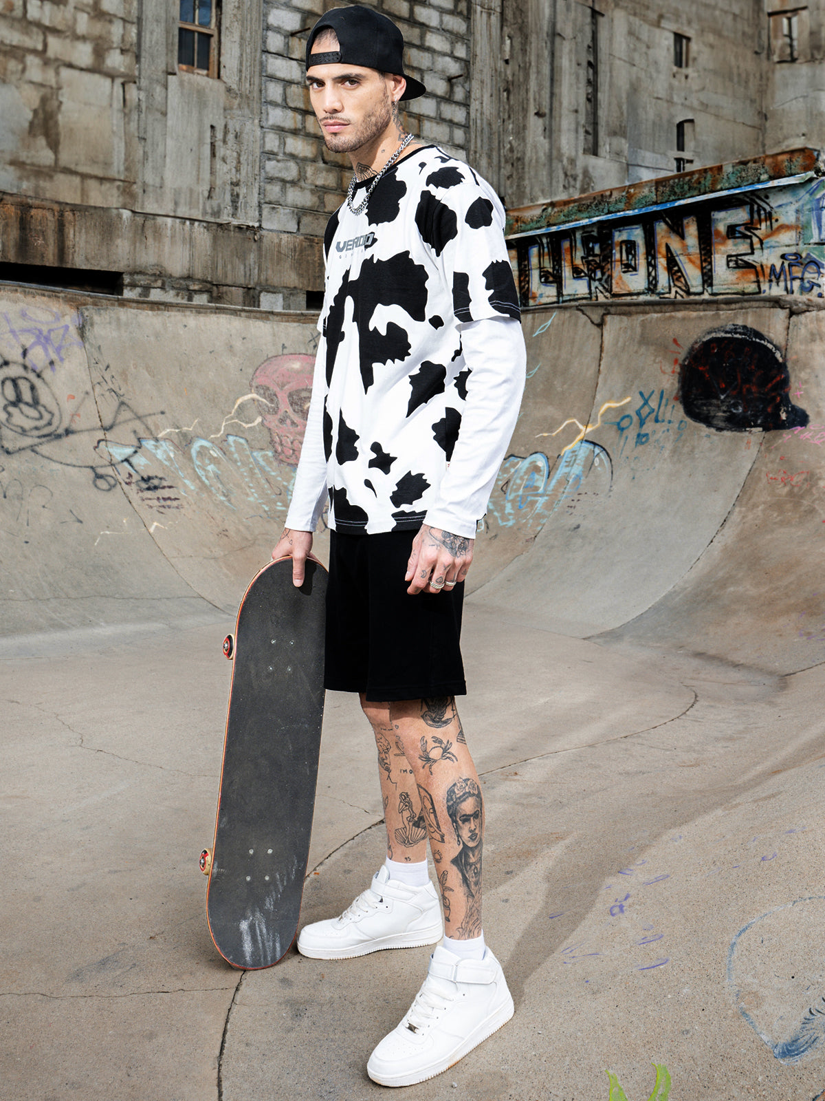 Cow Oversized All Over Animal Printed Half Sleeve Tshirt