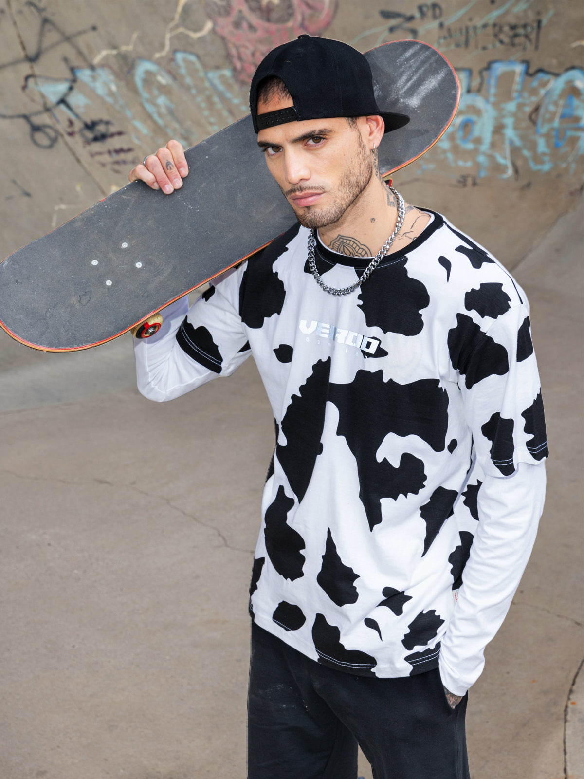 Cow Oversized All Over Animal Printed Half Sleeve Tshirt