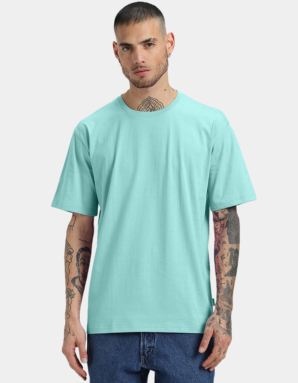 Ice Blue Oversized Solid tshirt