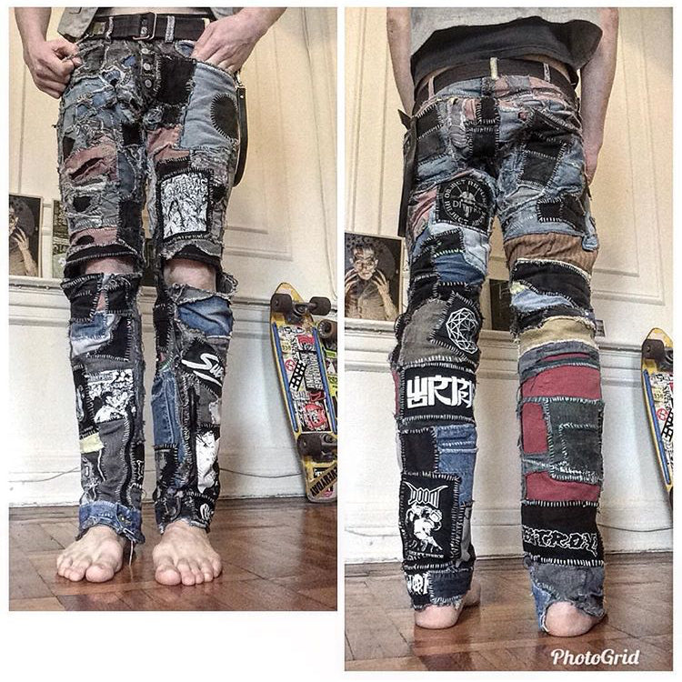 heavily patched pants