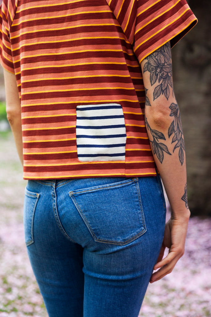 stripe shirt with patch