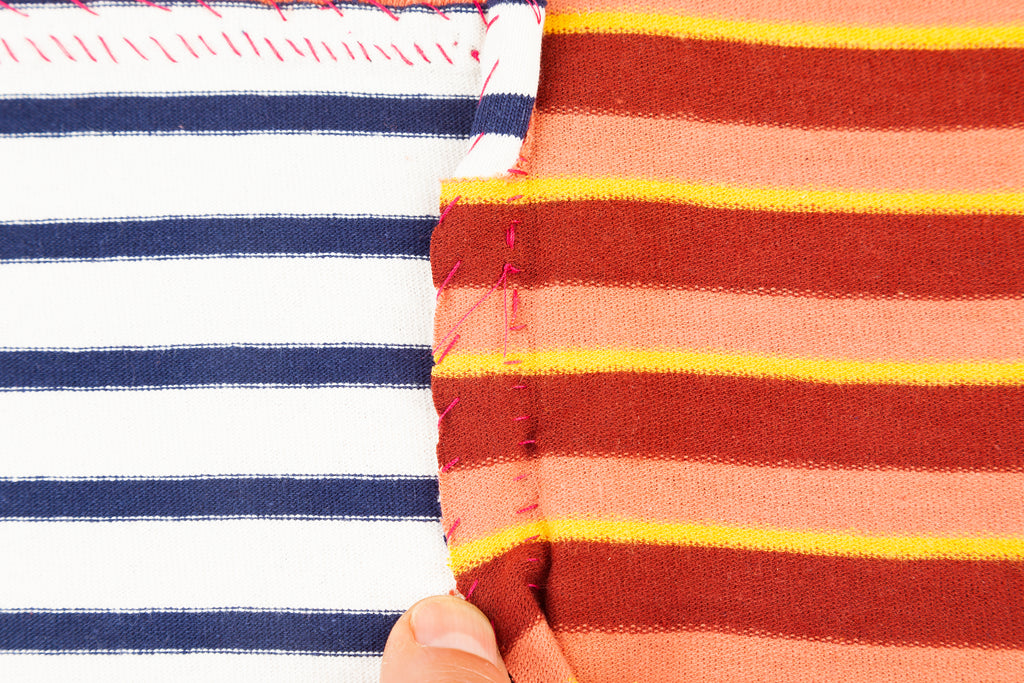 stripe shirt with patch stitching
