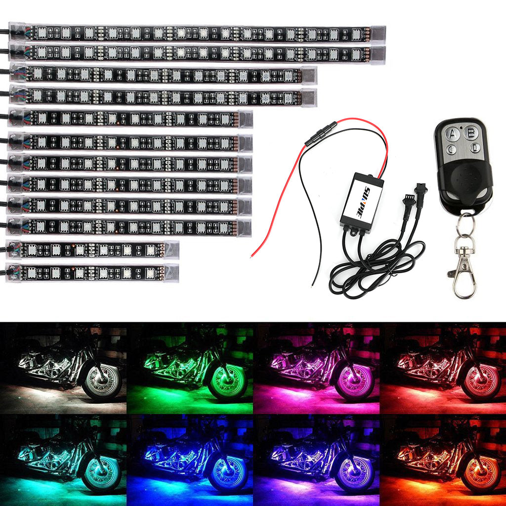 12PCS Motorcycle LED Light Kit All-Color Under Fairings/Body Neon Accent Strips