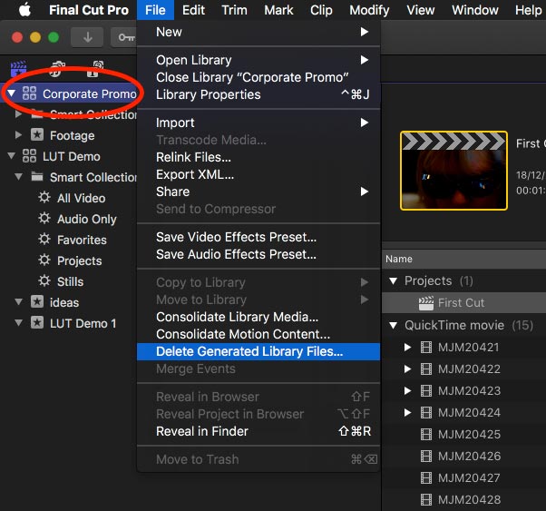 Trashing Renders in a Final Cut Pro X Library