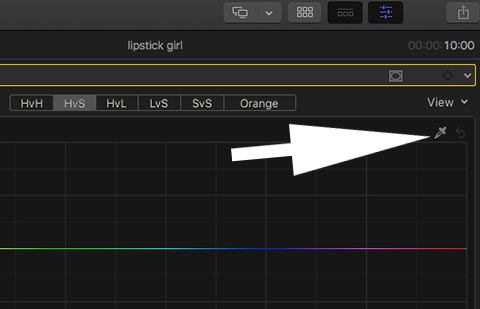 Choose eyedropper tool to select colour in Final Cut Pro X