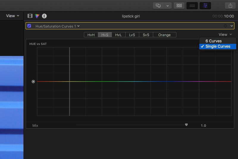 Change colour control display in Final Cut Pro X