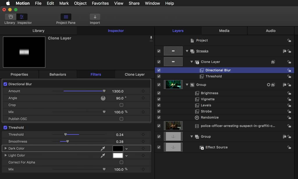 Directional blur in motion for plugin running in FCPX