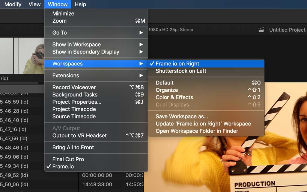 Saving a workflow extension layout in final cut pro x fcpx