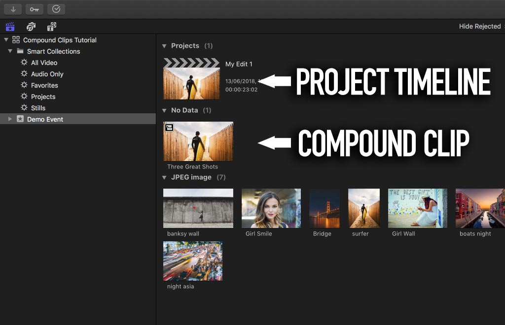 Find project in Final Cut Pro X Browser