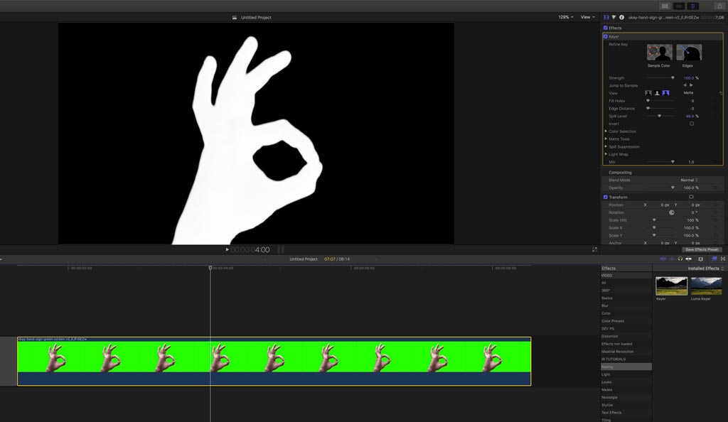 Keyed media on FCPX timeline in Stacy's Mom tutorial for Final Cut Pro X