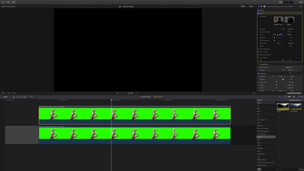 Blank viewer after key in FCPX