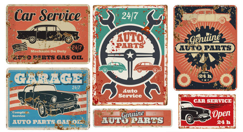 Vintage Car Service Signs 