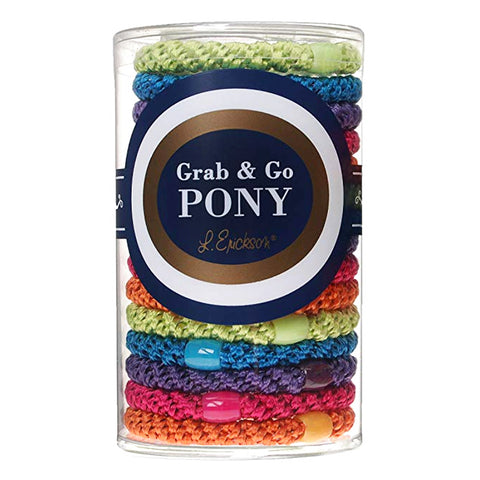 L. Erickson Grab and Go Pony Tube Hair Ties in Candy Pack 15 Pack
