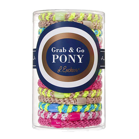 L. Erickson Grab and Go Pony Tube Hair Ties in Miami Mix 15 Pack