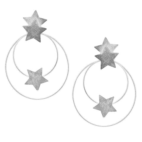 Sheila Fajl Cassiopeia Front Hoops Earrings with Stars in Silver Plated