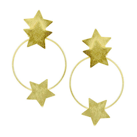 Sheila Fajl Small Cassiopeia Front Hoops Earrings with Stars in Gold