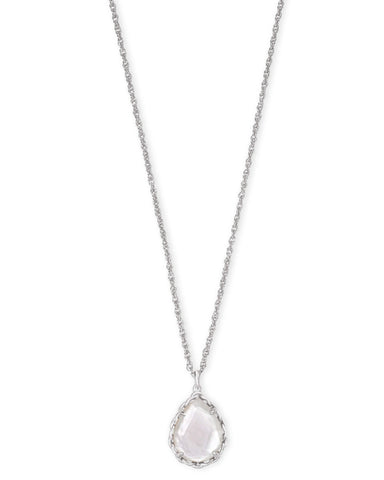 Kendra Scott Dee Macrame Pendant Necklace in Ivory and Rhodium