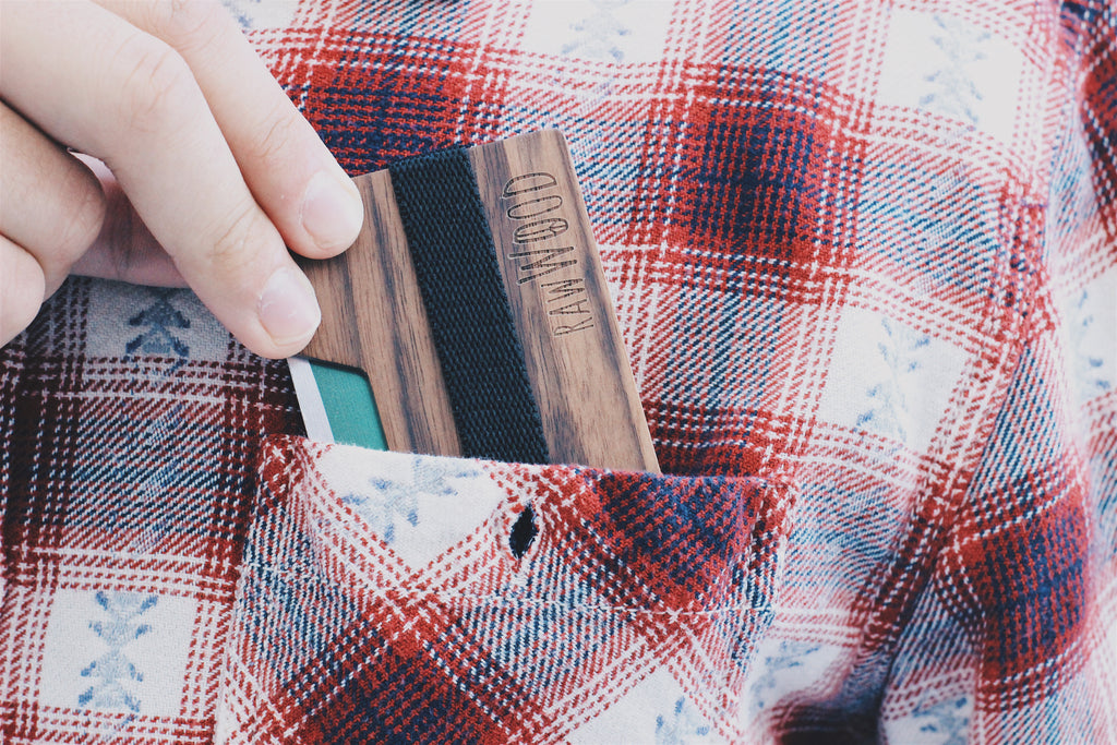 wood wallet flannel simple