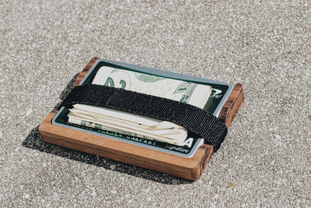 wood wallet full cards cash