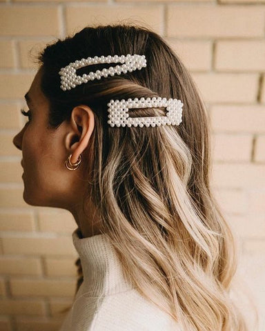 barrettes, barrette, bridal, bride, bling, pearls, dixie and dot, girlgang, bridal shower gift, bride, just married