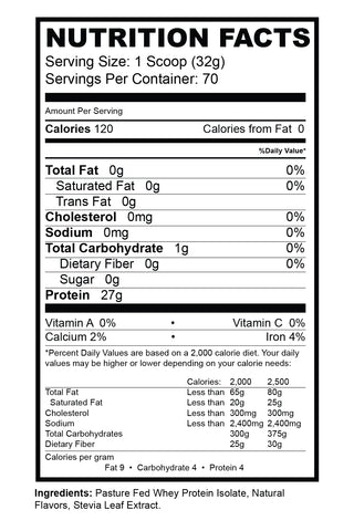 Isolate Nutrition Facts