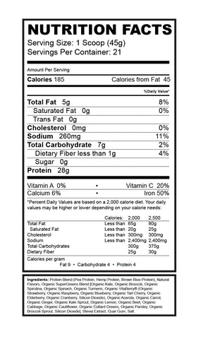 Vegan Vanilla Ingredient Panel