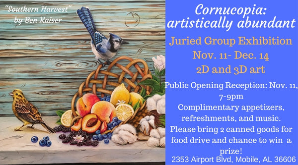 Art Exhibition at Marnée's Studio in Mobile, Alabama; Cornucopia: artistically abundant