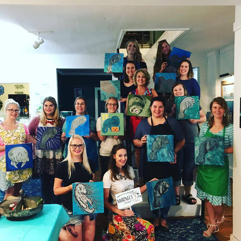 Marnée's Studio Mixed Media Paint Party Benefitting Manatee Sighting Network in Mobile, Alabama