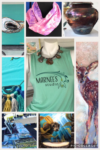Products from Marnée's Studio in Mobile, Alabama including Contemporary Paintings, Jewelry, Pottery, and Textiles