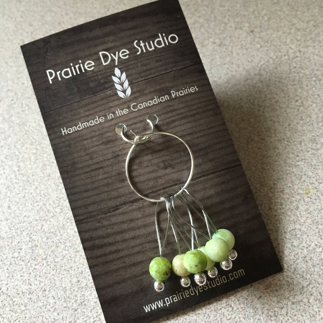 MEDIUM Chrysocolla Jasper Snagless Stitch Markers - Set of 6