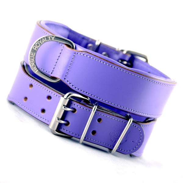 lavender leather dog collar