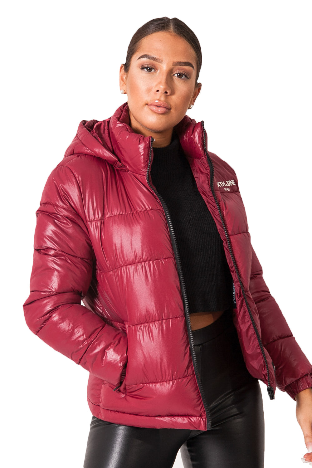 short shiny puffer jacket