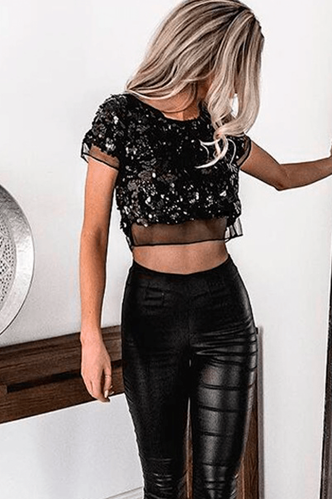 Sequined Crop Top