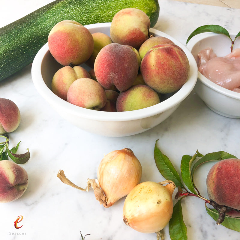 Fresh Garden Produce: Chicken, with Courgette & Peaches Ingredients