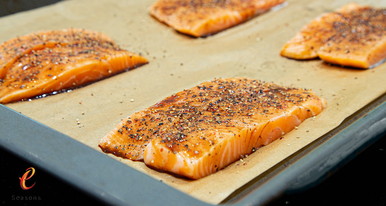 eSeasons Strawberry Season- Salmon & Balsamic Strawberry. Preparation of the salmon