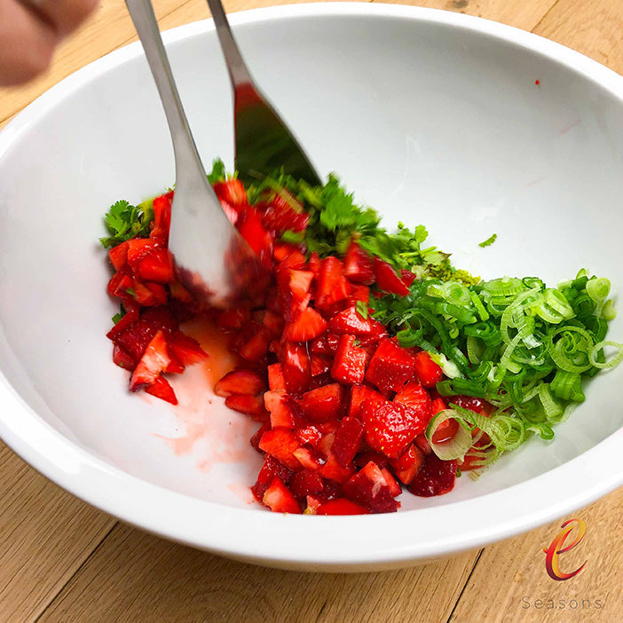 eSeasons Strawberry Season- Salmon Balsamic Strawberry. Begin lifting carefully the topping mixture.
