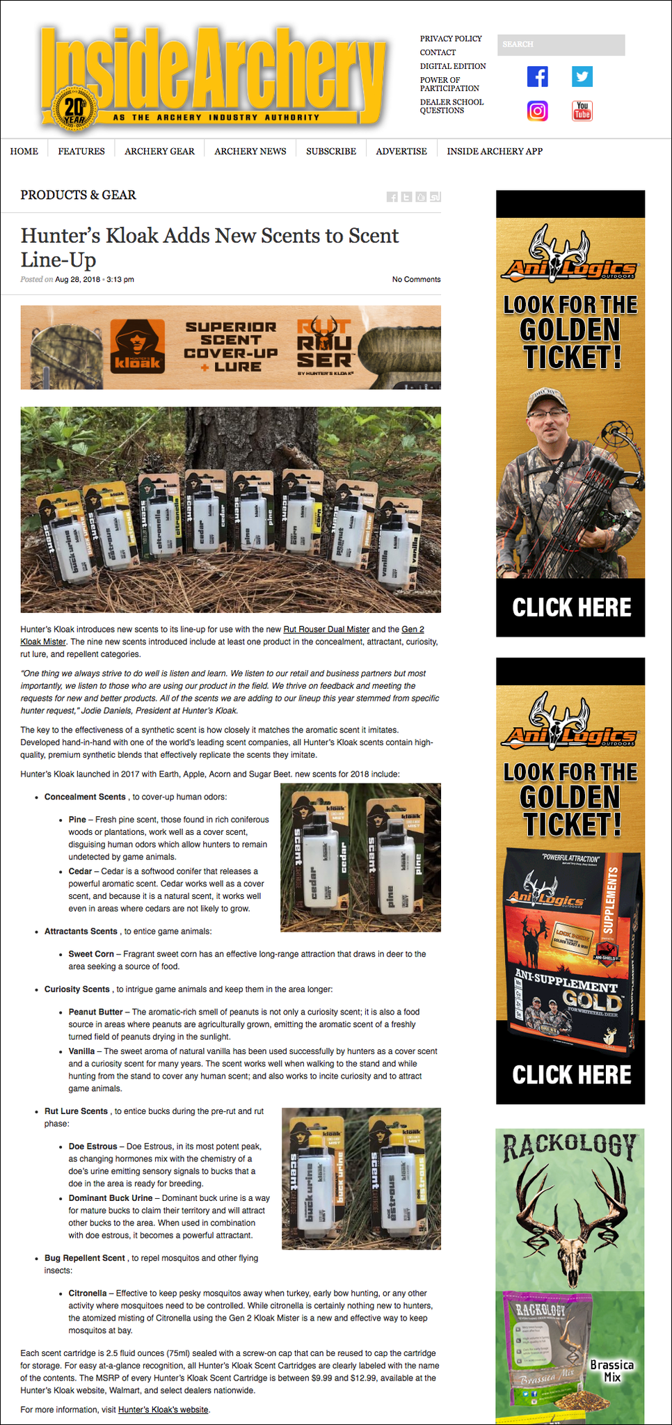 Hunter’s Kloak Introduces the NEW Scents on insidearchery.com