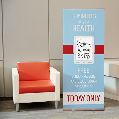 Dry erase banner stands are great for office lobbies and waiting rooms