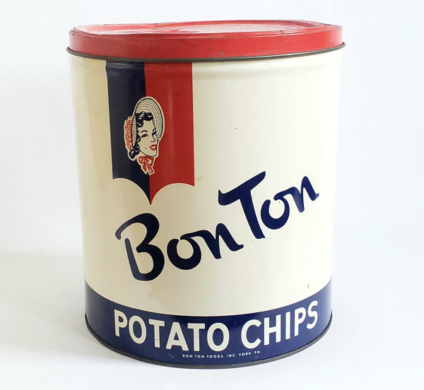 Bon Ton Potato Chip Can York Pennsylvania Red White Blue Americana Zsinta